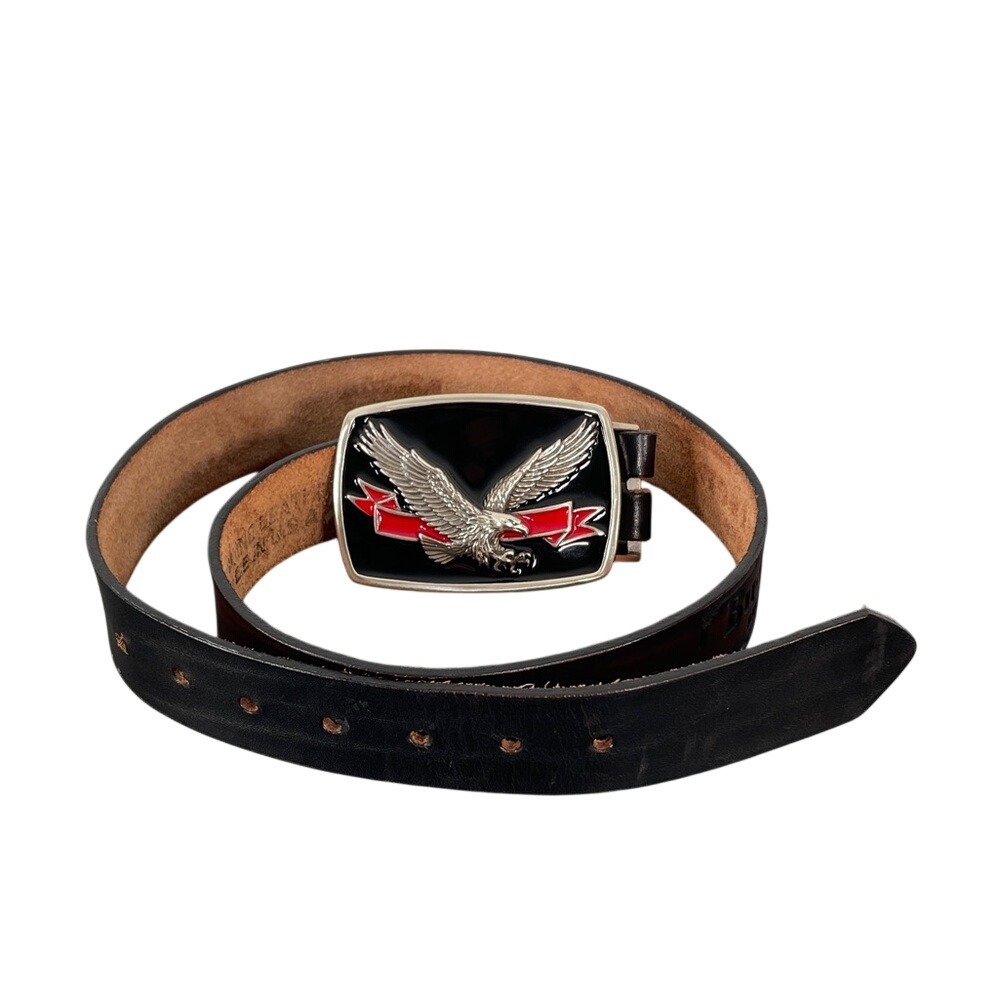 Budweiser King of Beers Mens Brown Leather Belt Eagle Buckle Made in USA Size 36 - Picture 2 of 11